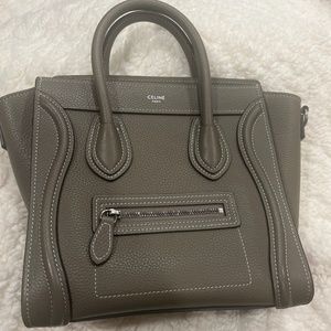 Celine Micro Luggage in Drummed Calfskin in Souris